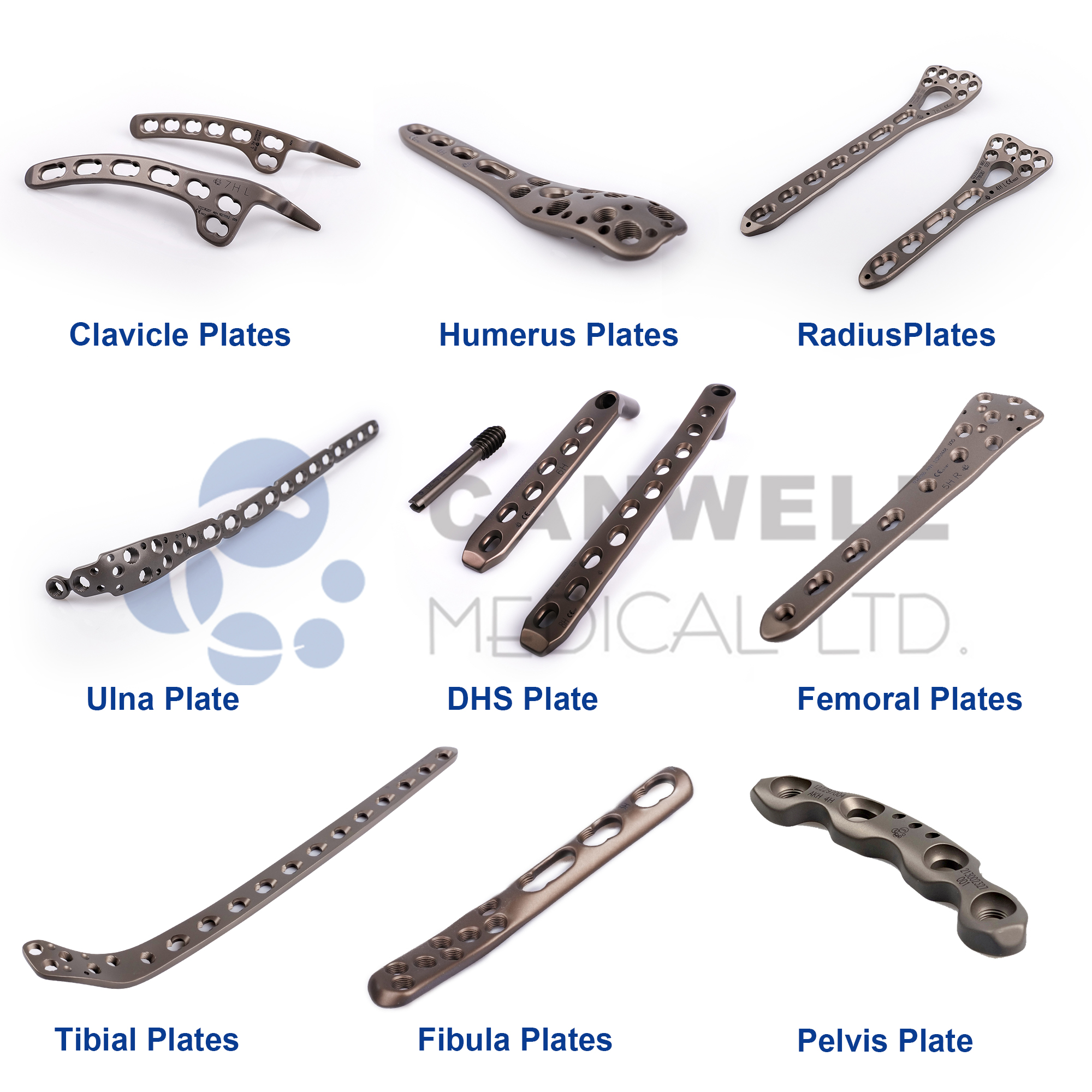 CANWELL Proximal Medial Titanium Tibial Locking Plate for Tibial Plateau Fracture Fixation Knee Trauma Surgery OEM Supplier