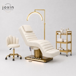 Beauty Salon Esthetician Furniture Gold Base Curve Facial Bed Electric Cosmetic Eyelash Bed Luxury Spa Massage Table Lash Bed