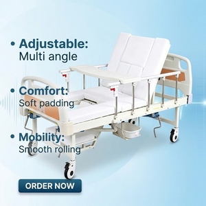 Hospital Grade Multifunctional Manual Nursing Bed with Steel Construction for Clinic Patient Care