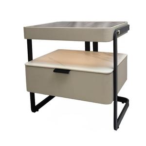 Modern All Solid Wood Master Bedroom Storage Cabinet with Glass Countertop Nightstand 1 Drawer for Apartment & Hotel Use